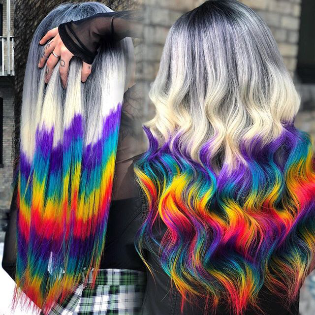 rainbow human hair wig