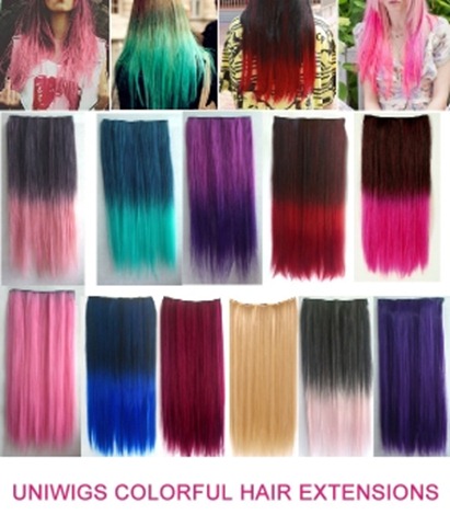 colorful clip in hair extensions
