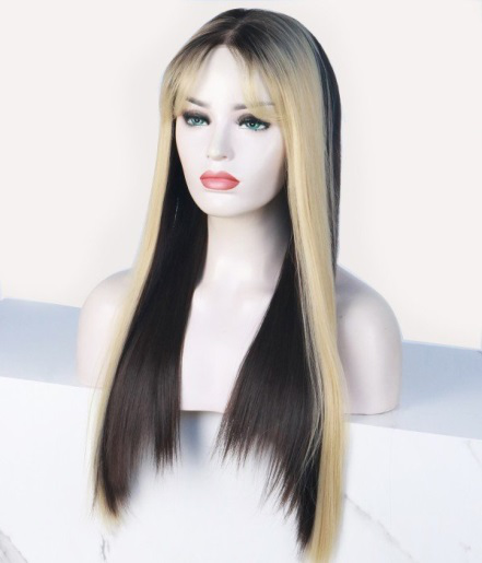 Highlight Synthetic Lace Front Wig with Bangs